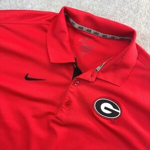 Nike Dri Fit Georgia Bulldogs Polo Shirt Red Black Mens Large